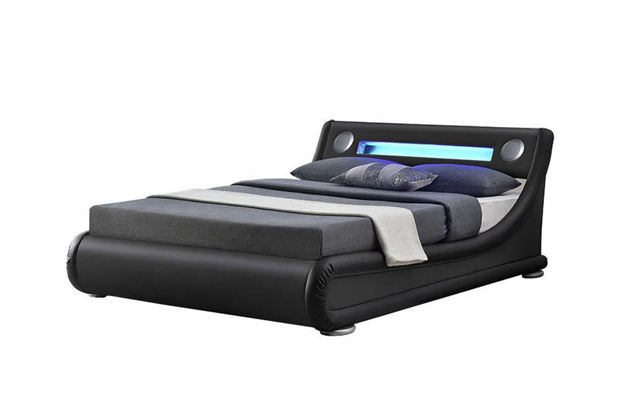 1324-1GS Napakarilag LED Speaker Leather Gas Lift Storage Upholstered Bed Frame