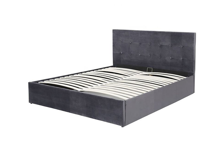 1407G Flexible-Operation Velvet Gas Lift Wooden Storage Upholstered Bed Frame