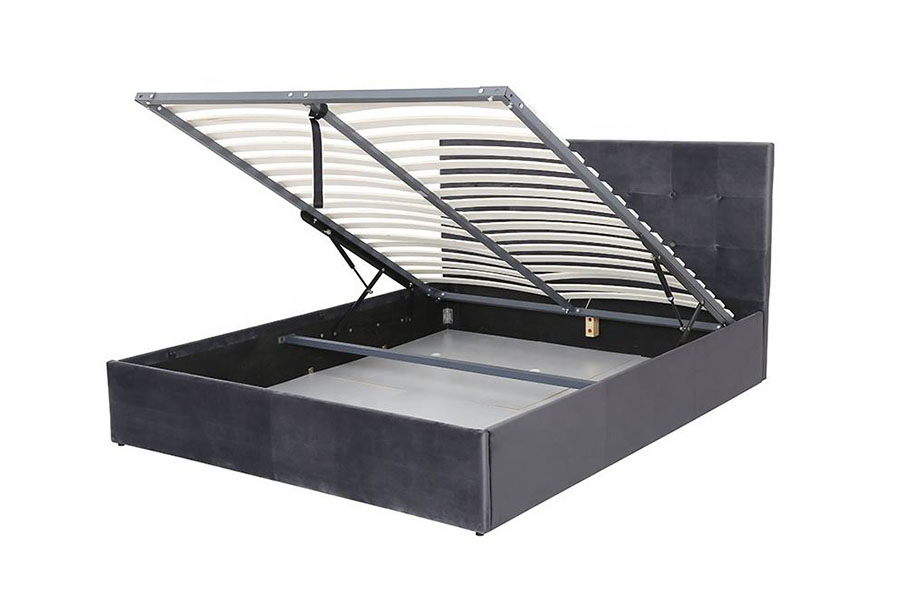 1407G Flexible-Operation Velvet Gas Lift Wooden Storage Upholstered Bed Frame