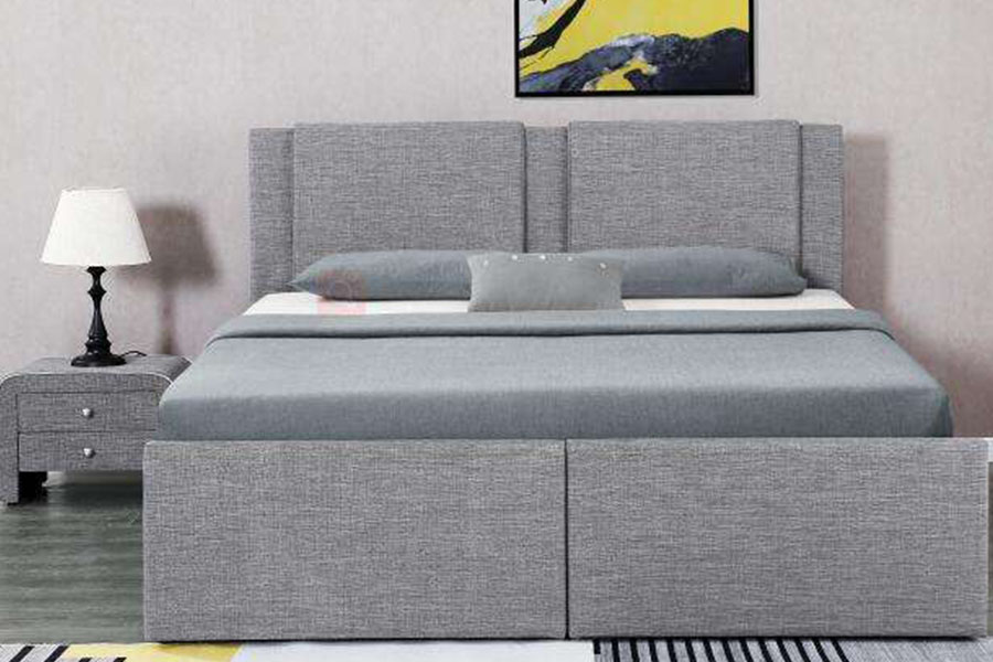1311DG ​​Gas-Lift Dalawang-Drawer Tela na Wooden Storage Upholstered Bed Frame