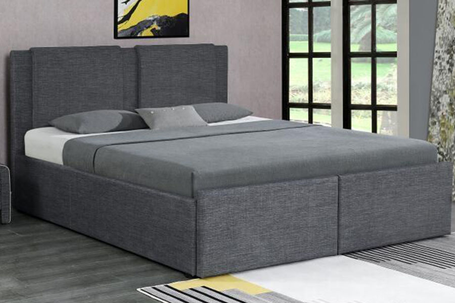 1311DG ​​Gas-Lift Dalawang-Drawer Tela na Wooden Storage Upholstered Bed Frame