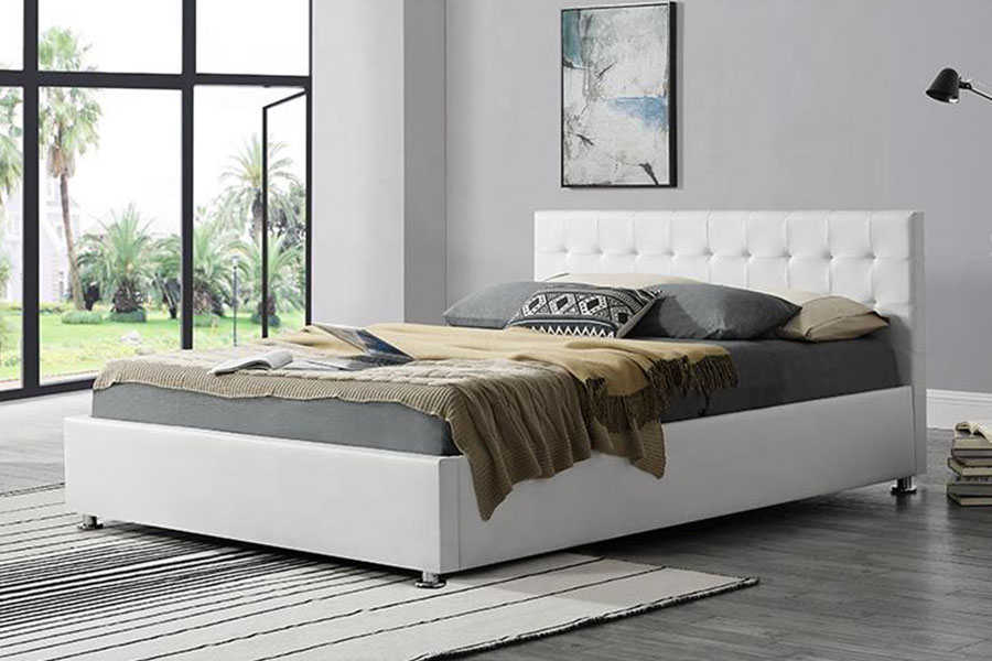 1405G Black Faux-PU Leather Indoor Ottoman Upholstered Storage Bed Frame
