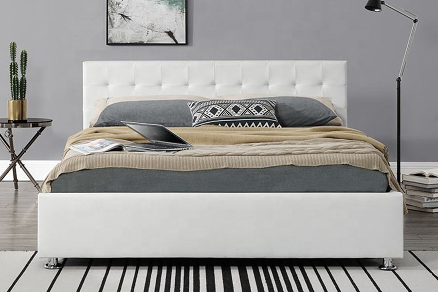 1405G Black Faux-PU Leather Indoor Ottoman Upholstered Storage Bed Frame