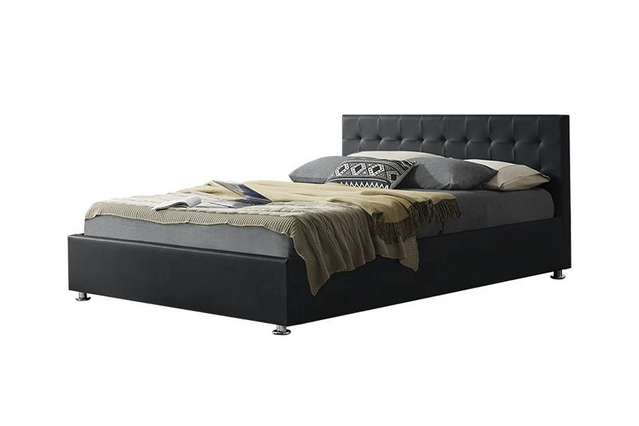 1405G Black Faux-PU Leather Indoor Ottoman Upholstered Storage Bed Frame