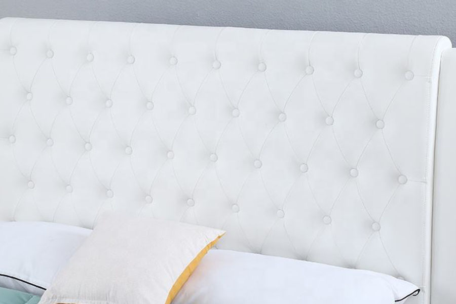 1398G White-Leather Wooden-Frame Gas Lift Wholesale Upholstered Storage Bed Frame