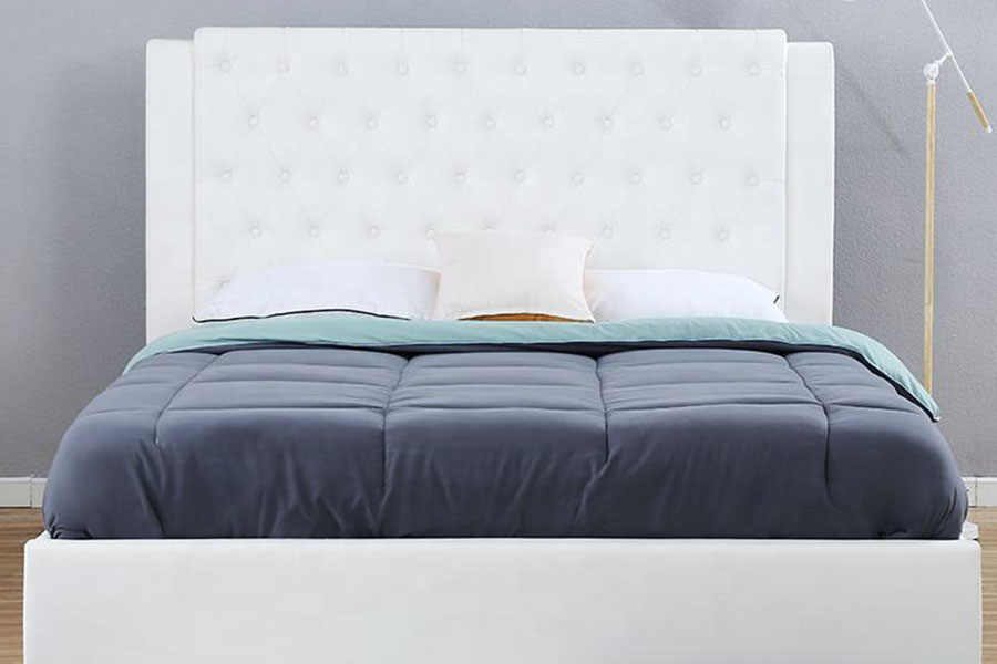 1398G White-Leather Wooden-Frame Gas Lift Wholesale Upholstered Storage Bed Frame