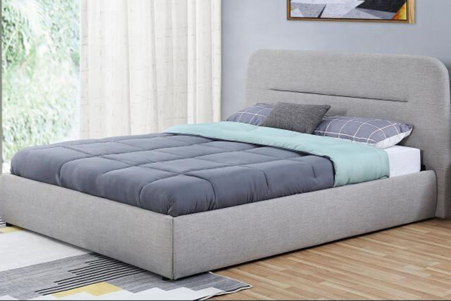 1388G Concave-Ravine LED Fabric Gas Lift King Upholstered Storage Bed Frame