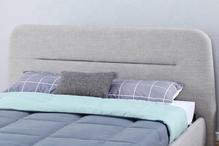 1388G Concave-Ravine LED Fabric Gas Lift King Upholstered Storage Bed Frame