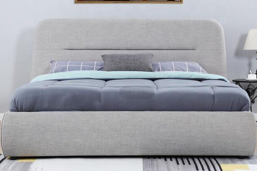 1388G Concave-Ravine LED Fabric Gas Lift King Upholstered Storage Bed Frame