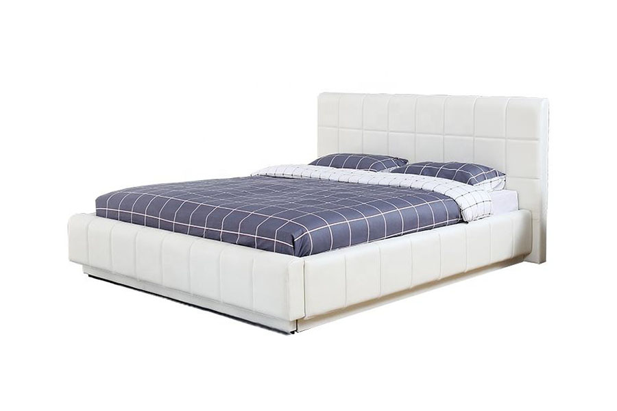 1305G Three-Side LED White-PU Leather Storage Bedroom Upholstered Bed Frame