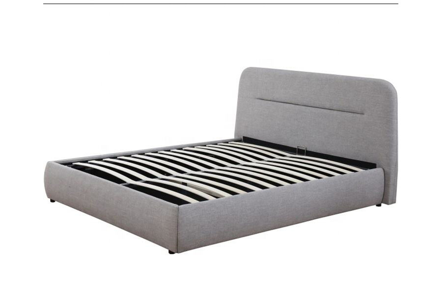 1388G Concave-Ravine LED Fabric Gas Lift King Upholstered Storage Bed Frame
