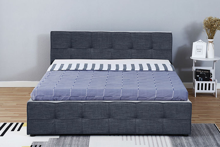 1295G Panel-Headboard Fabric Queen Upholstered Ottoman Storage Bed Frame