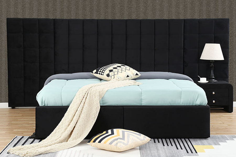 1344DG Tufted-Button King Leather Gas-Lift Drawer Storage Bed Frame