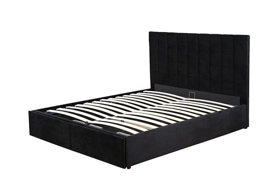 1344DG Tufted-Button King Leather Gas-Lift Drawer Storage Bed Frame
