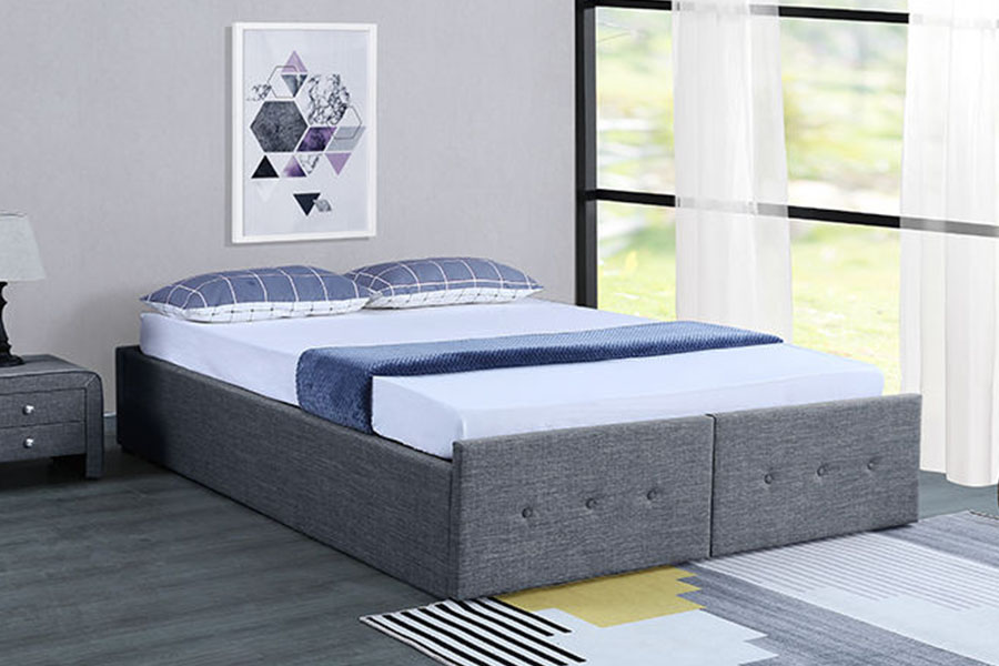 1326DG Gas-Lift Panel-Style Fabric Queen Storage Drawer Upholstered Bed Frame