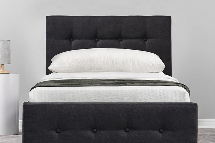 1286G Tufted-Button Solid-Wood Single Upholstered Ottoman Storage Bed Frame
