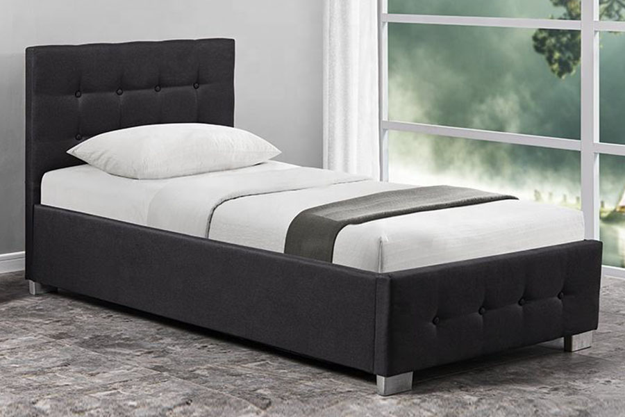 1286G Tufted-Button Solid-Wood Single Upholstered Ottoman Storage Bed Frame