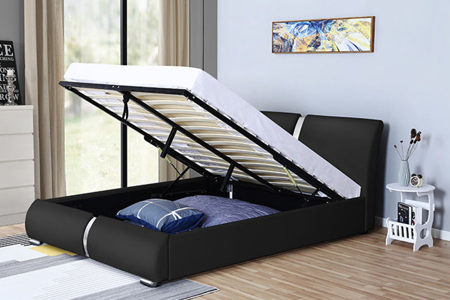 1285G Multi-Size Faux-Leather Ottoman Bedroom Storage Upholstered Bed Frame