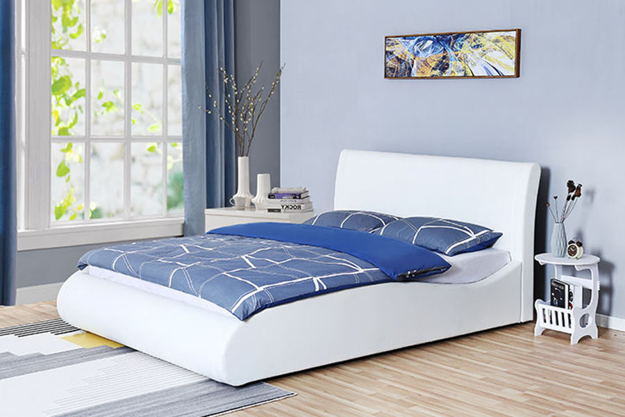 1280G Soft-Headboard Faux-Leather Gas-Lift Bedroom Storage Bed Frame
