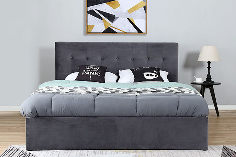 1274G Tufted Space-Saving Leather Hydraulic Lift Queen Storage Bed Frame
