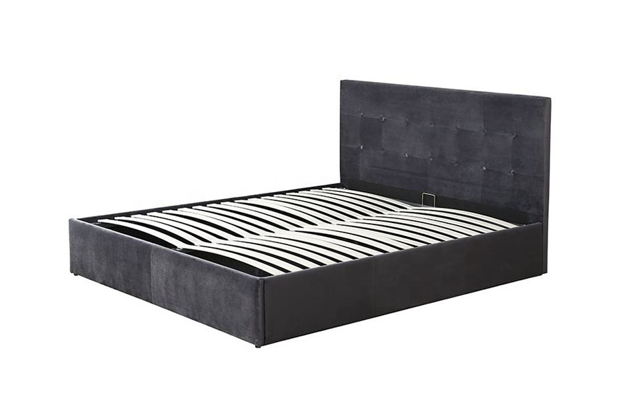 1274G Tufted Space-Saving Leather Hydraulic Lift Queen Storage Bed Frame