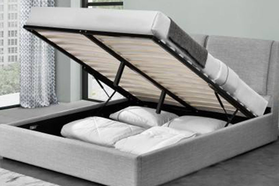 1256G Luxury Linen Ottoman Gas Lift Storage Upholstered Bed Frame