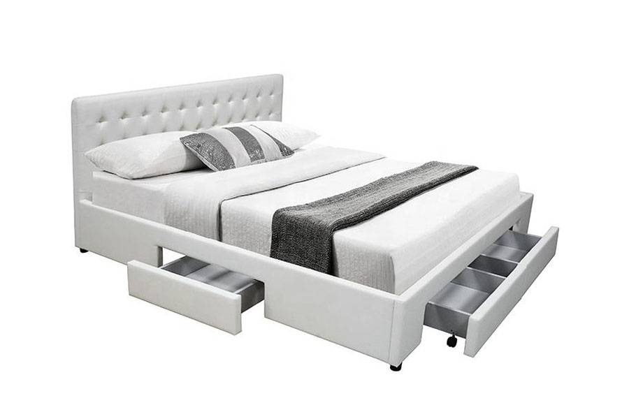 1243D No-Spring PU-Leather Drawer-Base Queen Storage Bed Frame