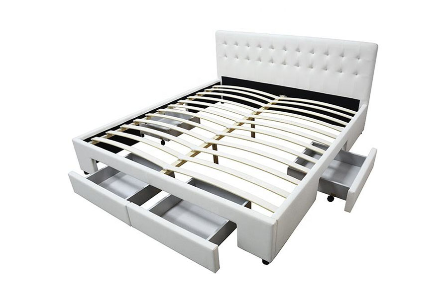1243D No-Spring PU-Leather Drawer-Base Queen Storage Bed Frame