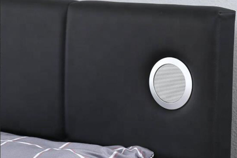 1239-1GS PU-Leather LED Music-Speaker Gas Lift Storage Bed Frame